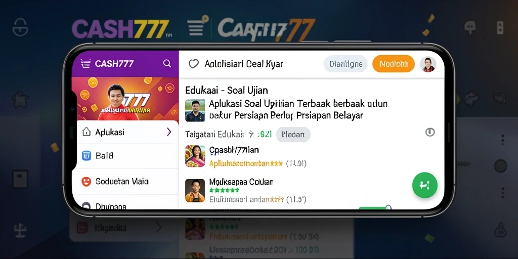 Tampilan antarmuka aplikasi CASH777 untuk Soal Ujian yang interaktif.