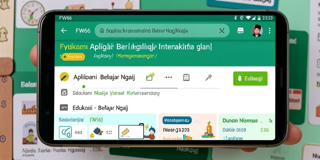 Antarmuka menarik dan interaktif aplikasi Belajar Ngaji FW66.