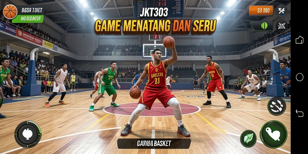 Tampilan antarmuka permainan basket JKT303 yang menarik dan interaktif.