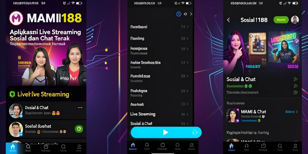 Antarmuka MAMI188 yang menarik untuk live streaming dan interaksi.